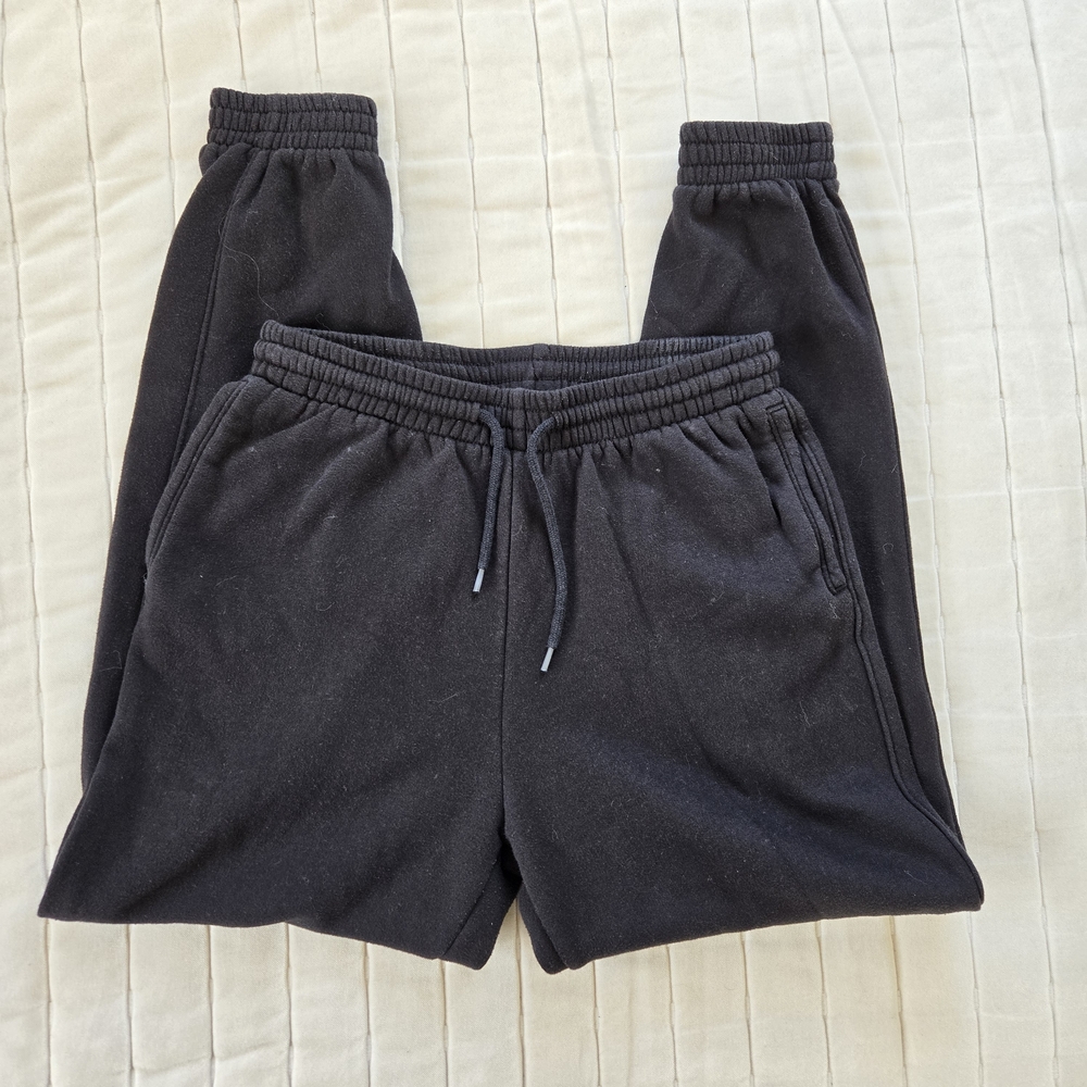 H&M Black Fleece Sweatpants with Drawstring